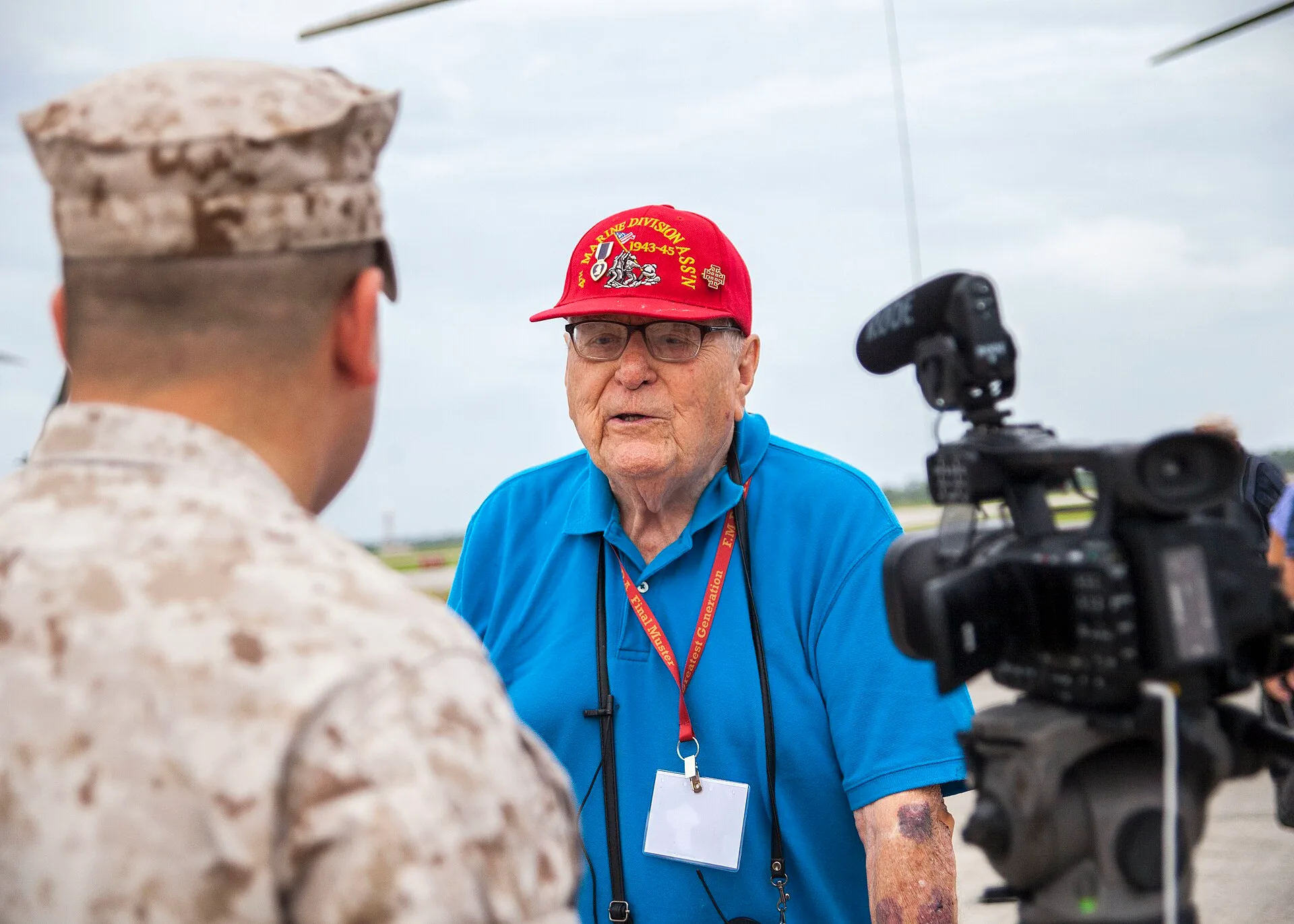 U.S. Marine Corps Staff Sgt. Albert Carls, a combat videographer with Marine Corps Installations East Combat Camera, interviews Mr. Thomas Smith, a veteran of 4th Marine Division, on Marine Corps Air Station New River, N.C., Aug. 4, 2015. Veterans of 4th MARDIV and their families visited the Camp Le. 9 things to check in videography services